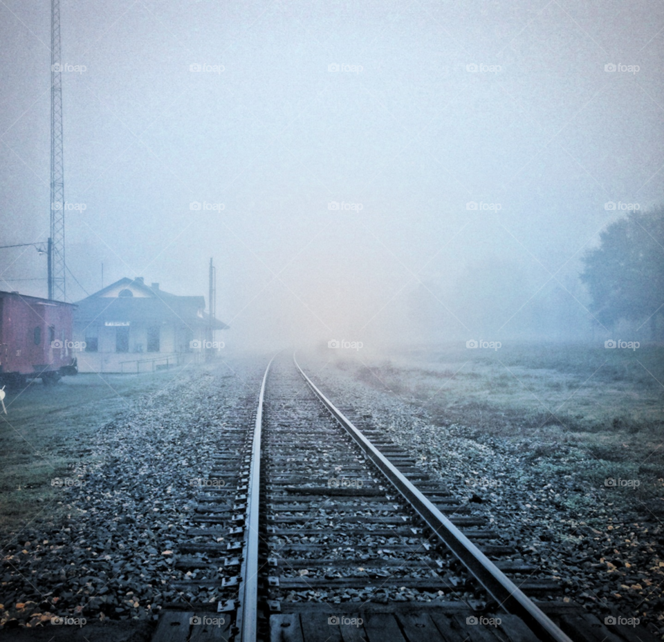 train fog track railroad by lightanddrawing