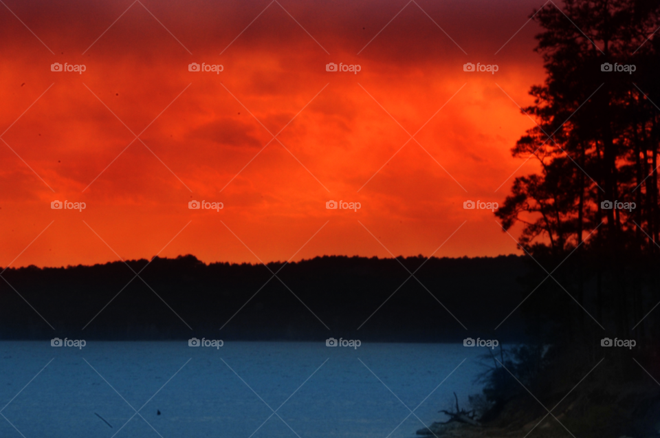 sky red sunset water by lightanddrawing