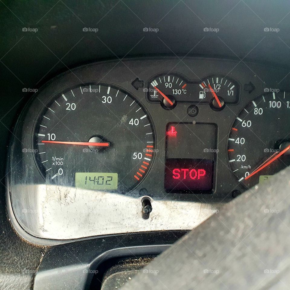 Coolant light on. This means do not continue driving. STOP. And top up!