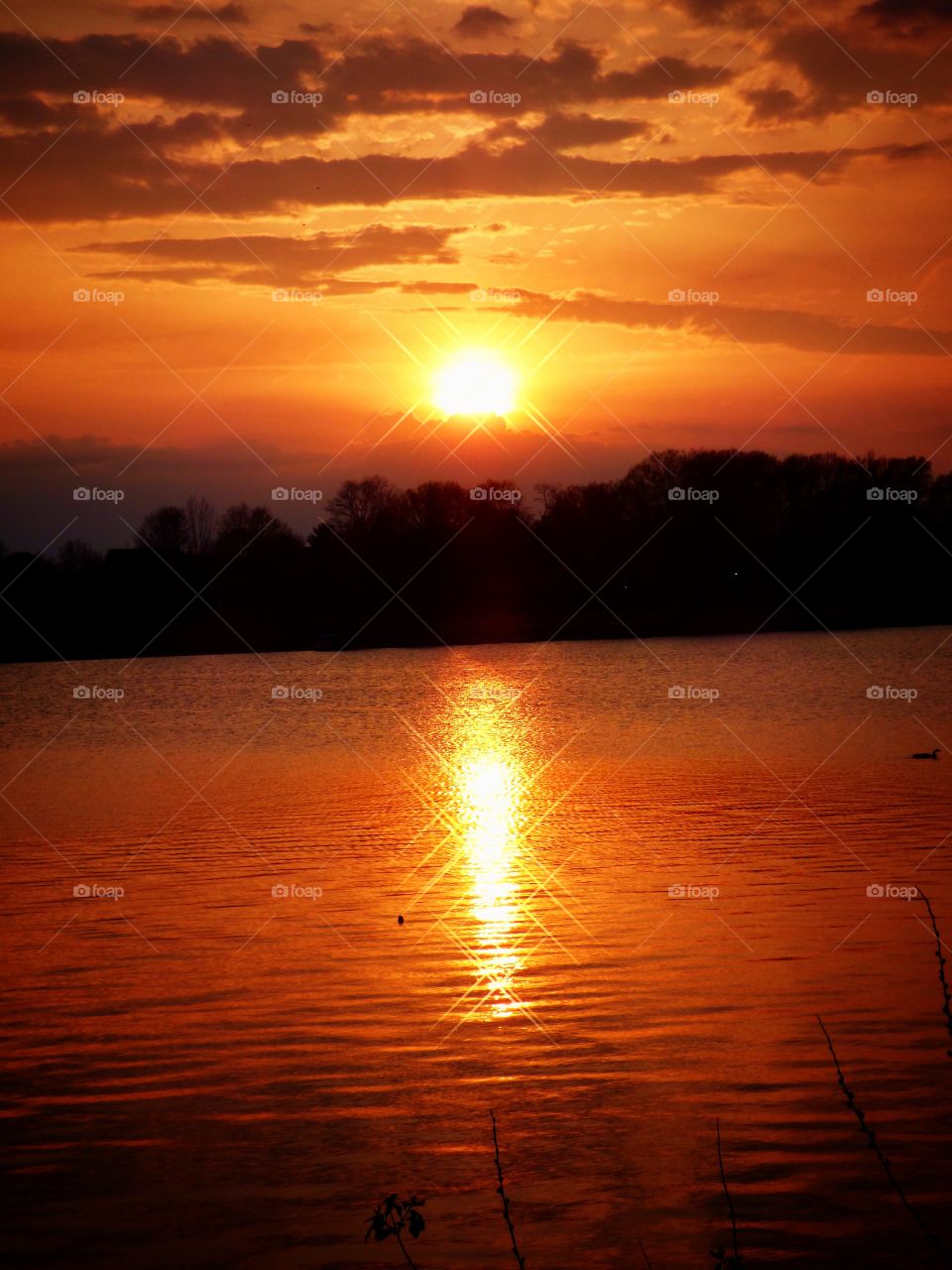 Sunset lake view in Indiana 
