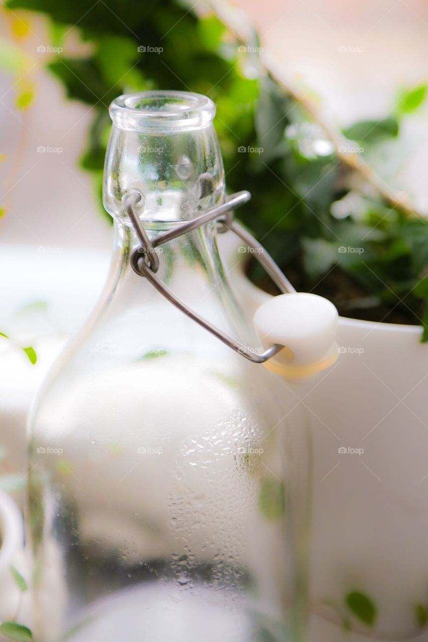 Water bottle on table