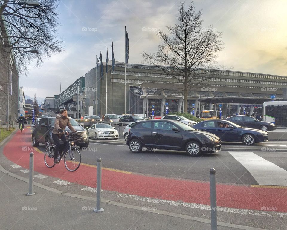 Busy street in Lucerne 