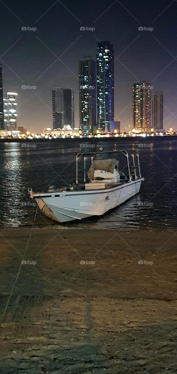 A sailing ⛵️ boat 🚢 at night