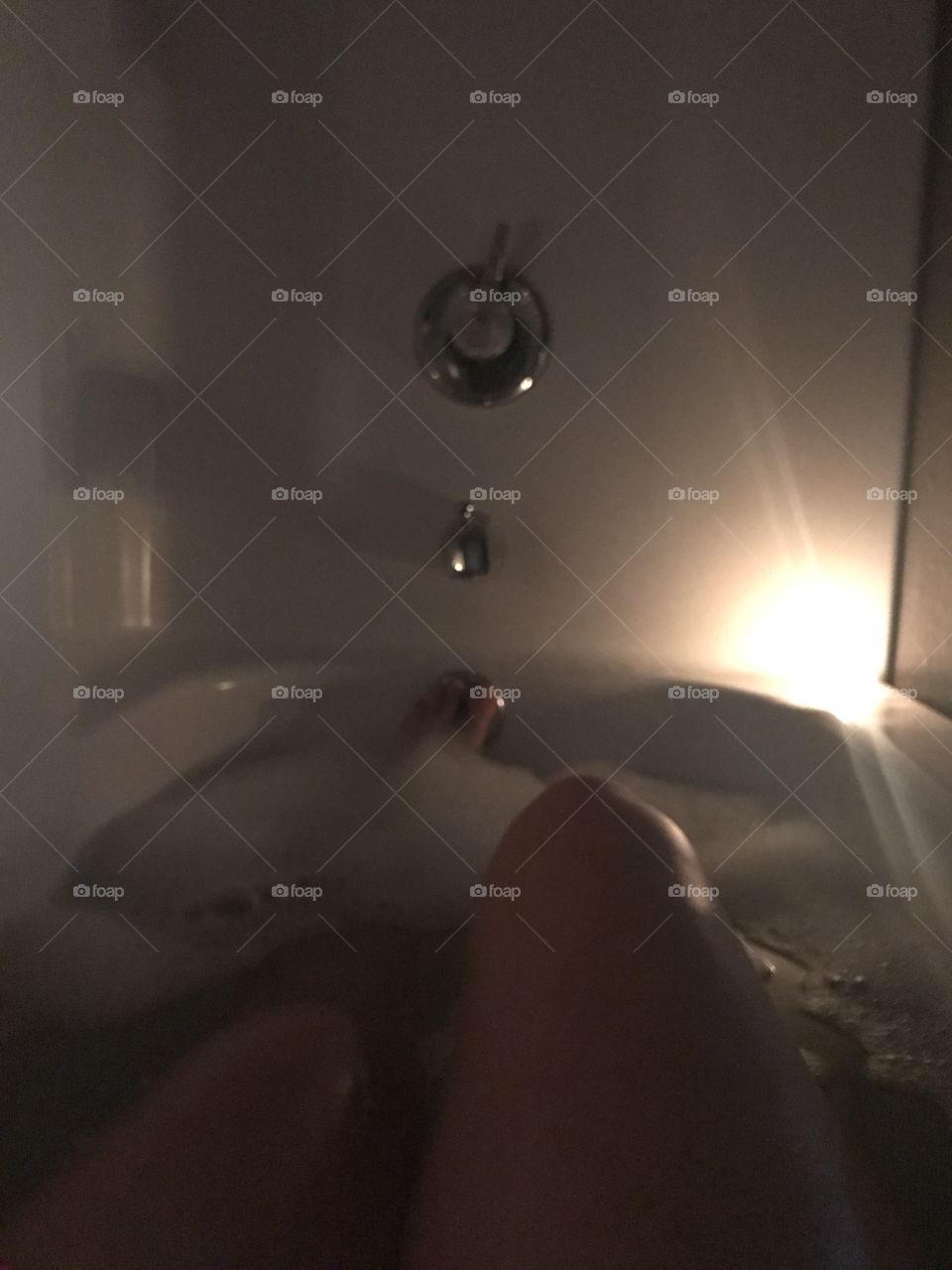 Bubble bath with candles