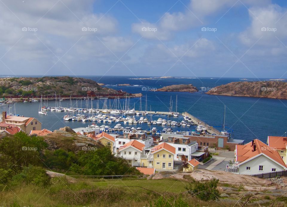 Lysekil in Sweden. Lysekil viewing marina. 