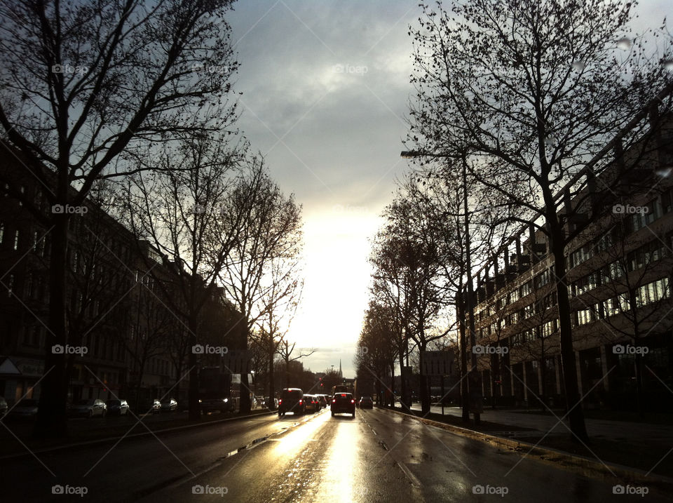 street city sunset rain by esmar