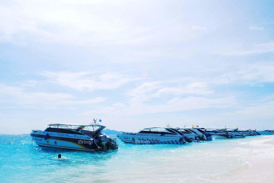 Beach, Boat, Ocean, Blue Sea, Blue Background, Phuket, Krabi, Blue Background