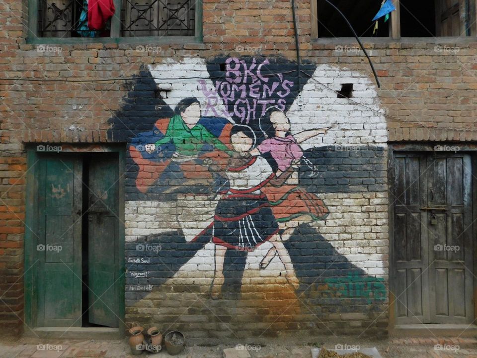 Womens rights artwork in nepal social justice street art