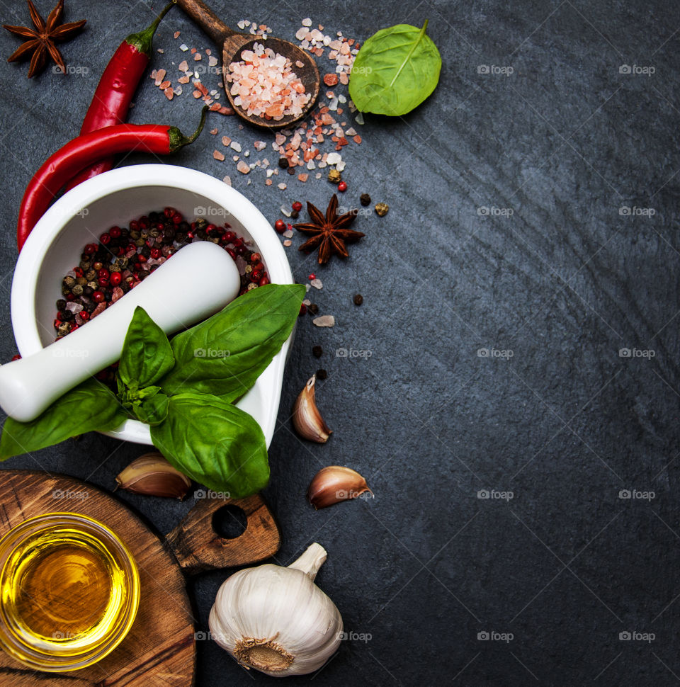 Spices on a black background 