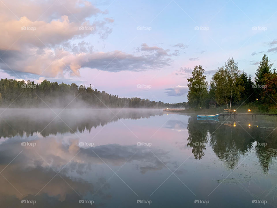Dawn on the lake. Valdai