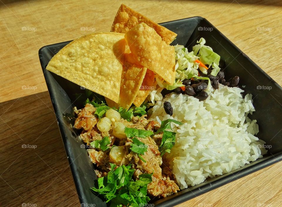 Fine Mexican Dining. Pork Chile Verde With White Rice