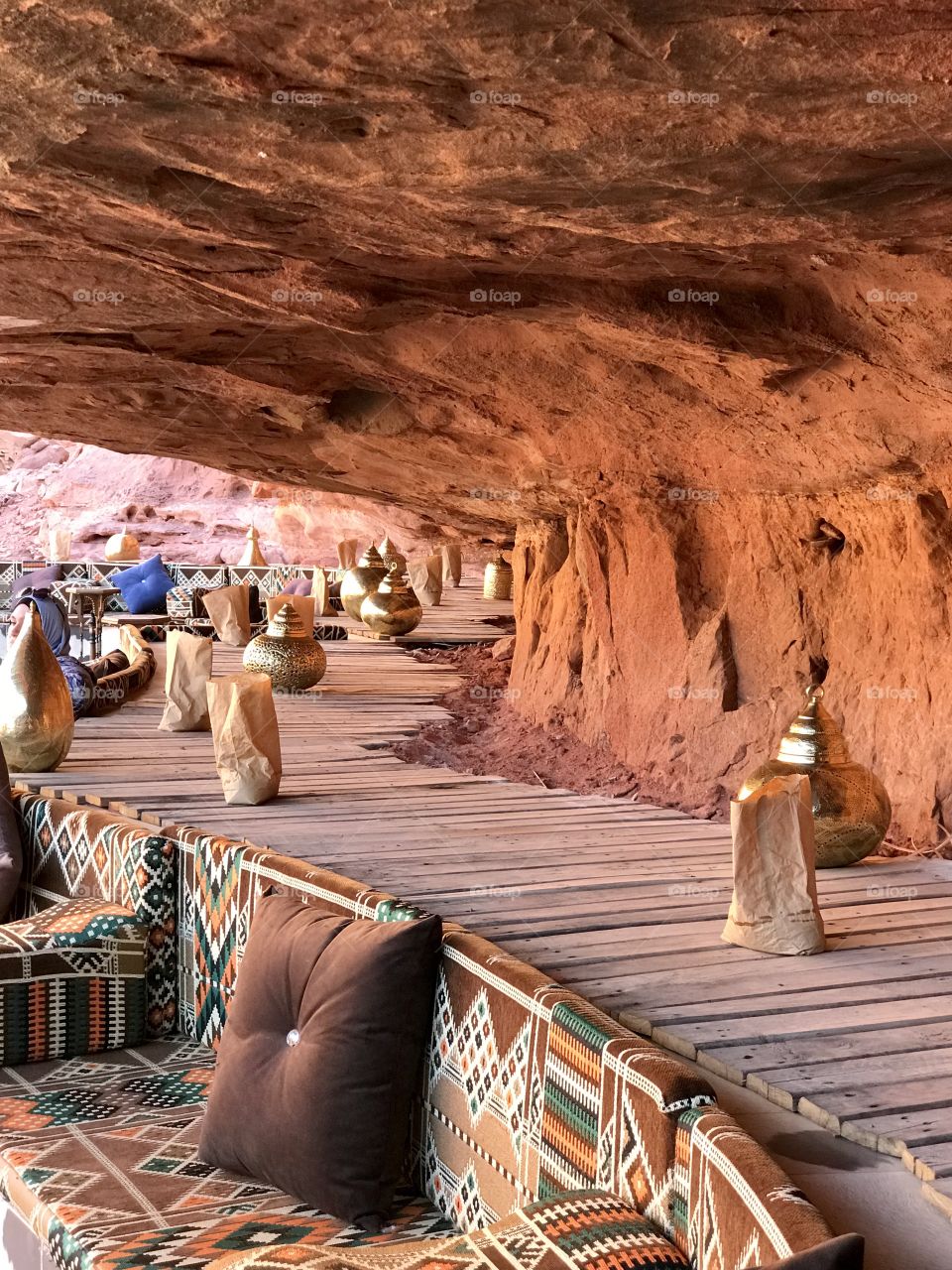 Restaurant in Wadi rum desert. Camping. Parking in the desert. Jordan 