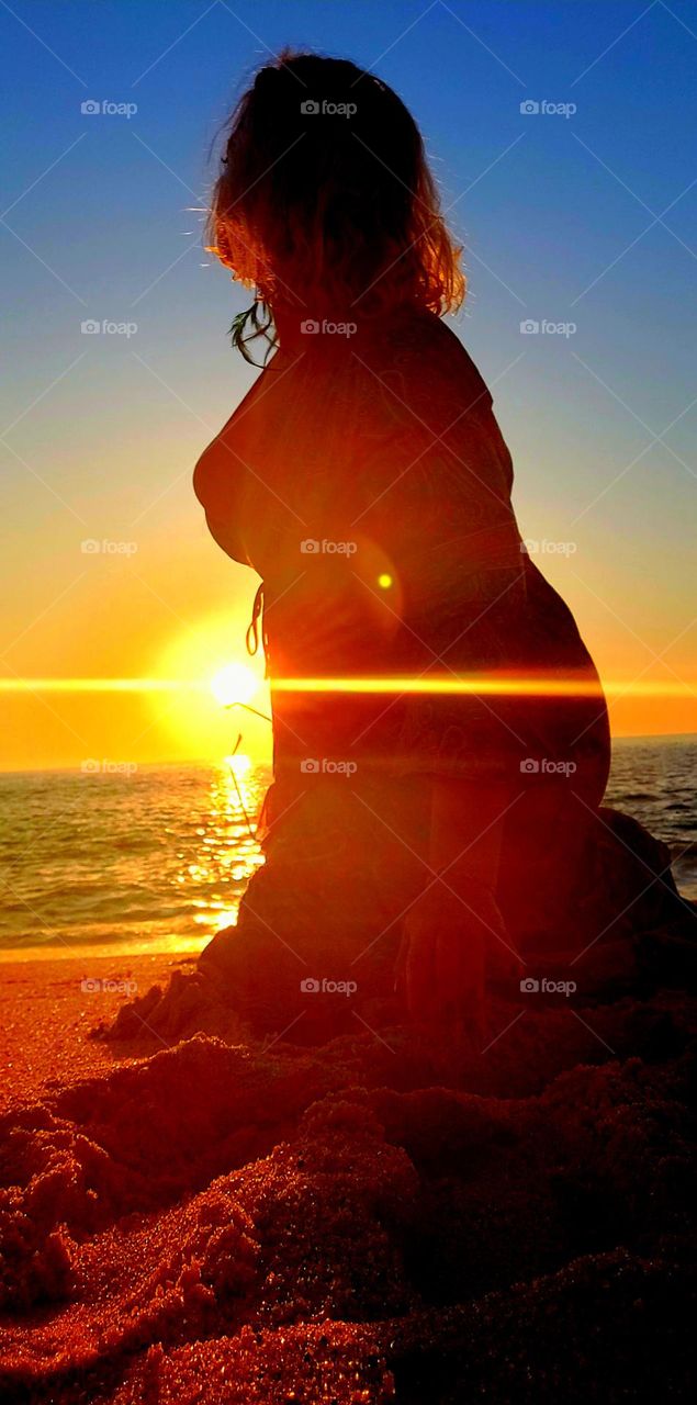 woman and sunset