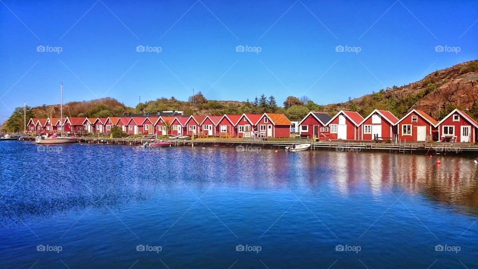 Boathouses in the west coast of Sweden