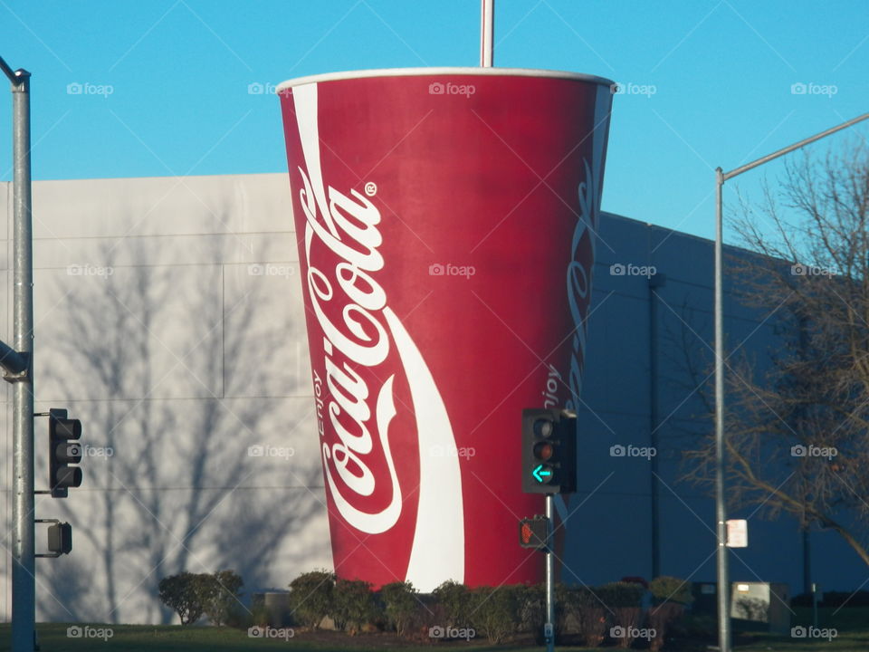 Coca Cola cup on building