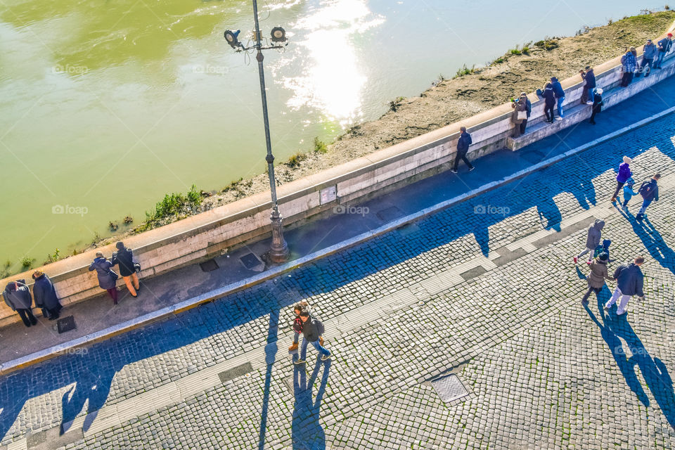 People Walking In The City Seen From Above
