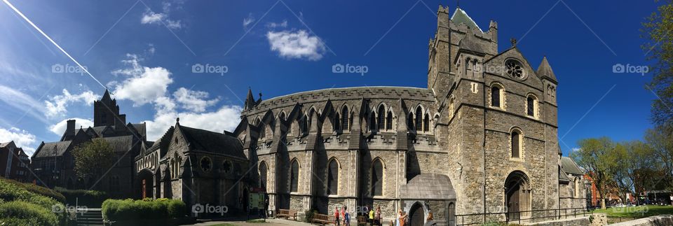 Panorama Christ Church in Dublin Ireland on a Clear Spring Day