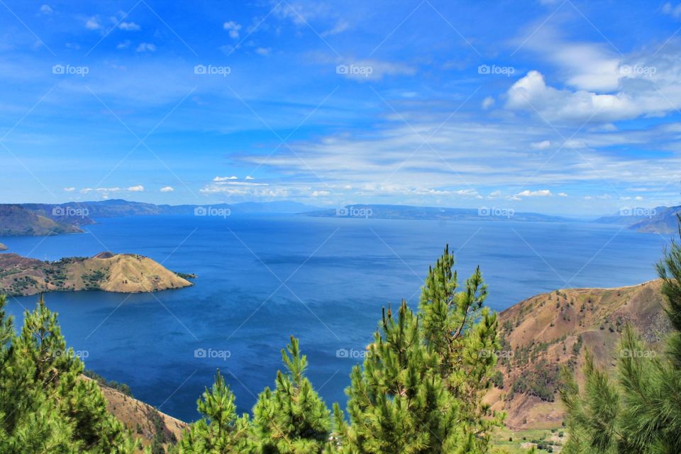 Beautiful landscape of Lake Toba, The Largest Lake from North Sumatra, Indonesia