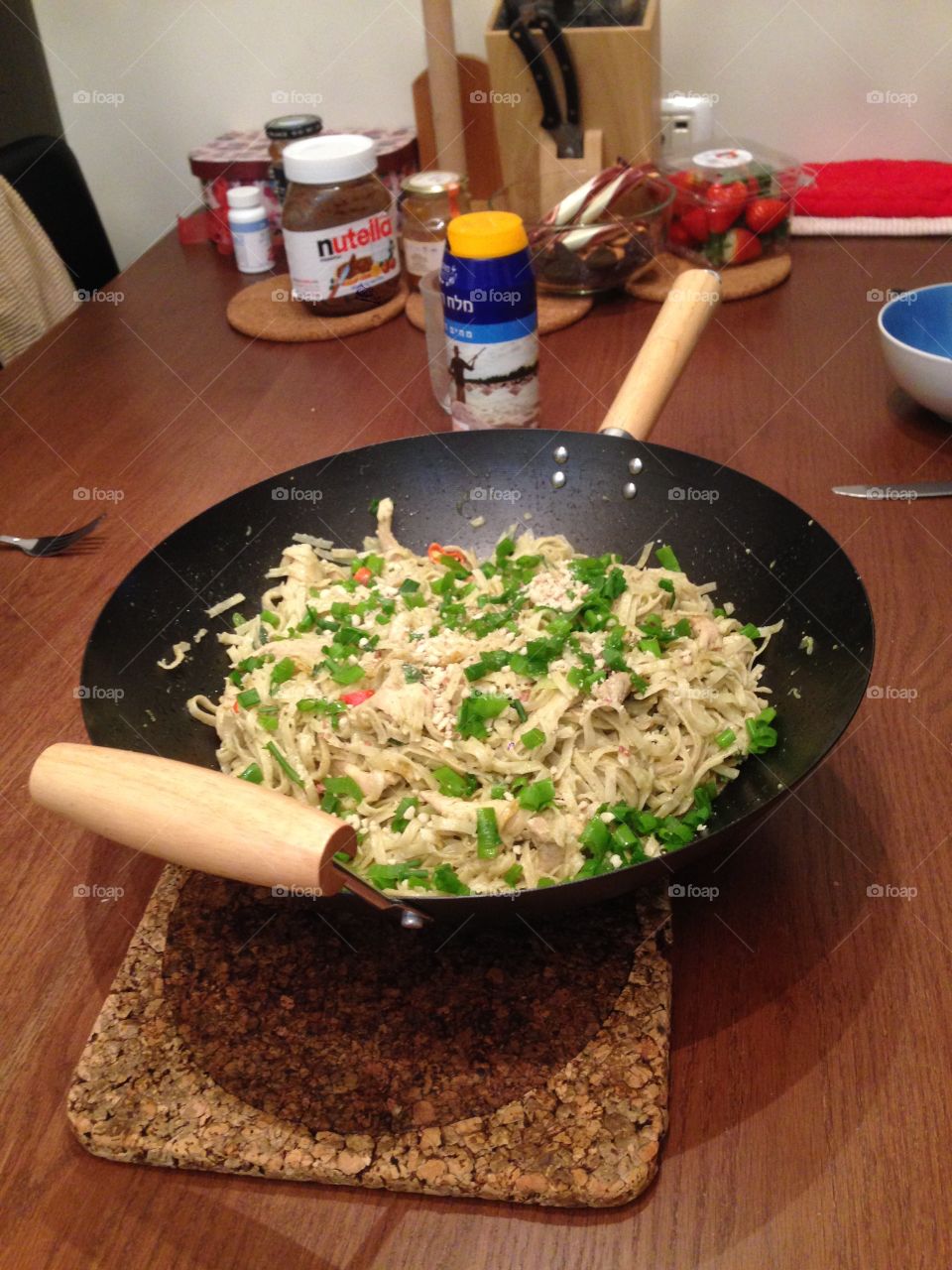 Noodles in wok