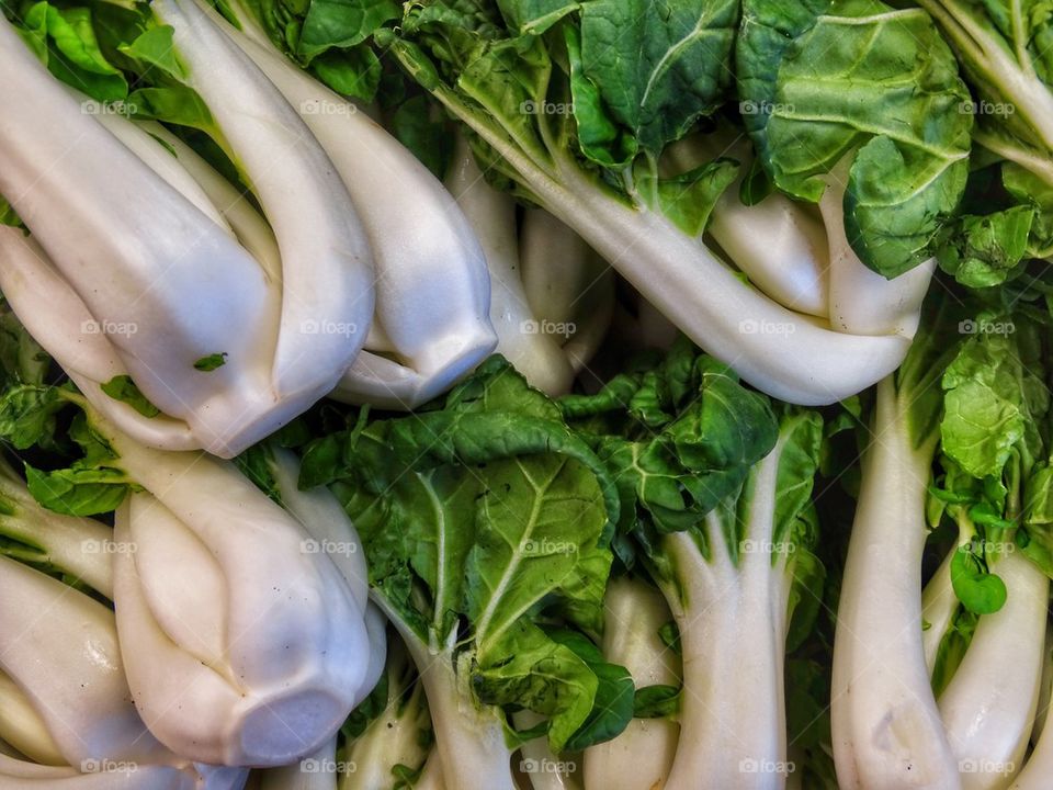 Fresh Organic Bok Choy. Leafy Green Vegetables In A Chinese Market
