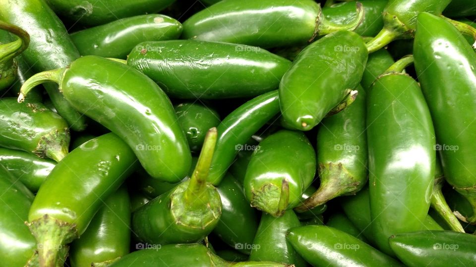 Fresh green peppers.