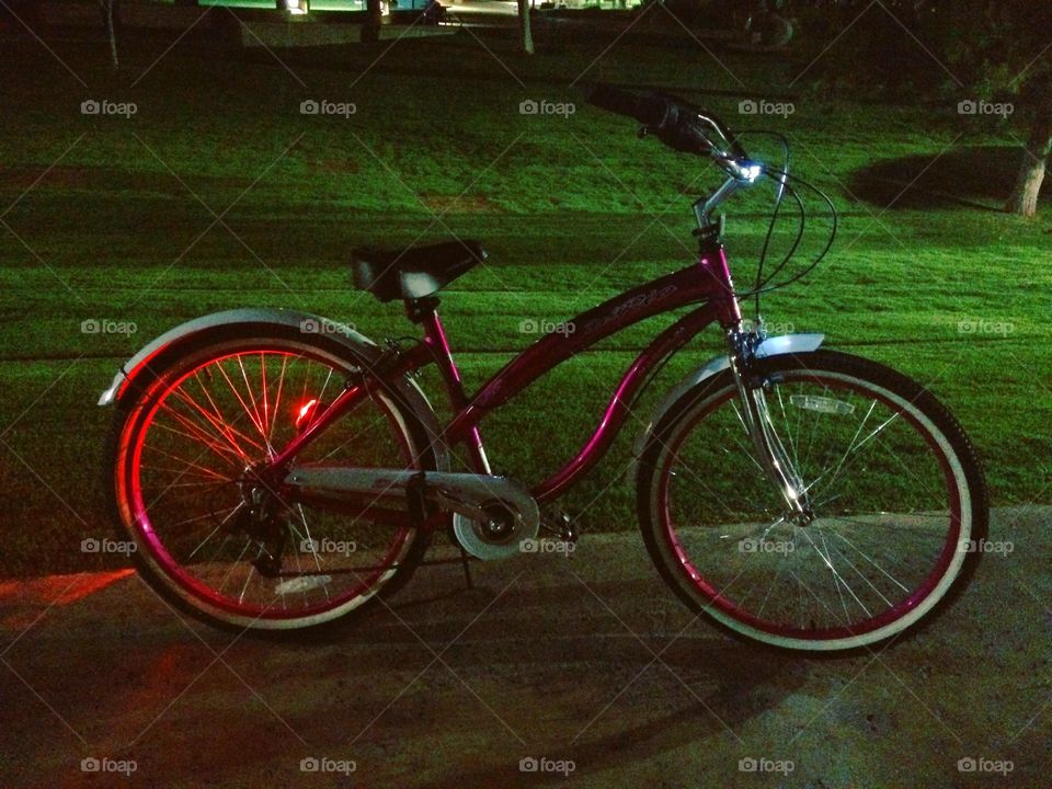 Bike riding at night. 