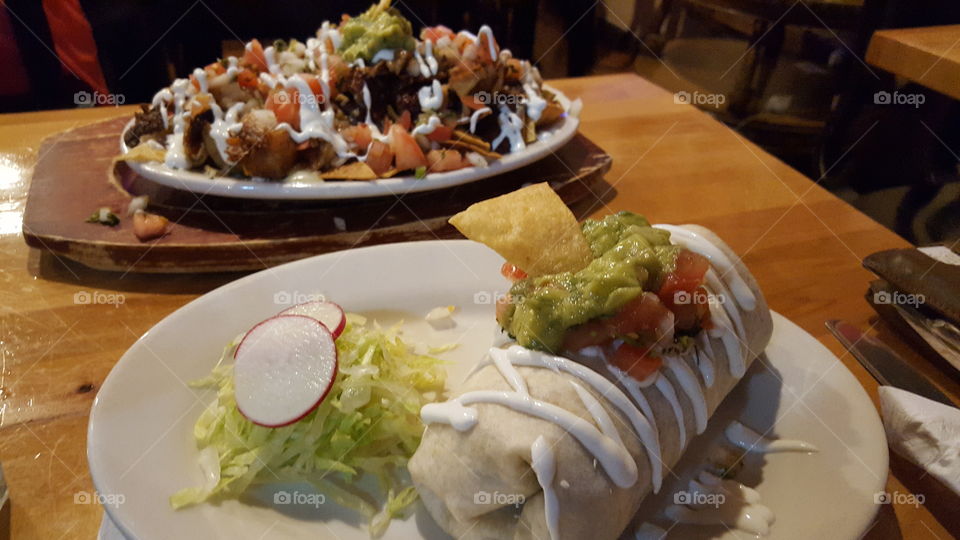 Burrito and nachos