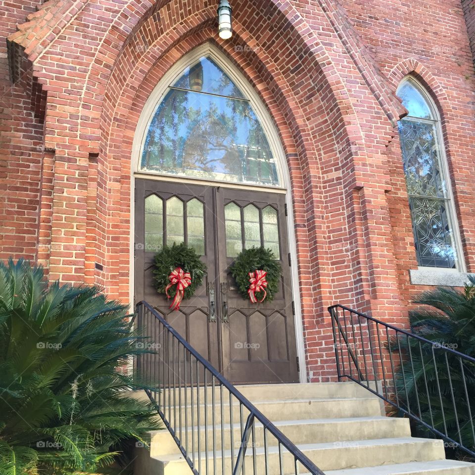 Festive archway of St. John's Episcopal Church. Tallahassee, Florida. 