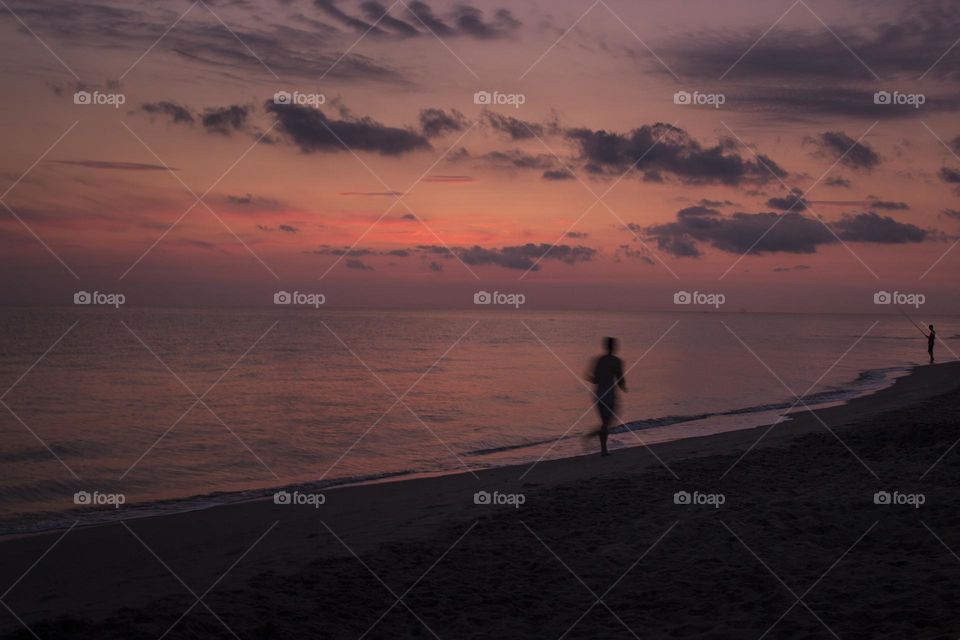 Running along the beach