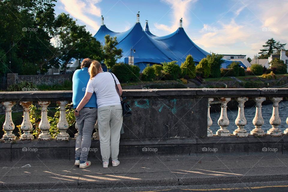 Couple in love on the bridge