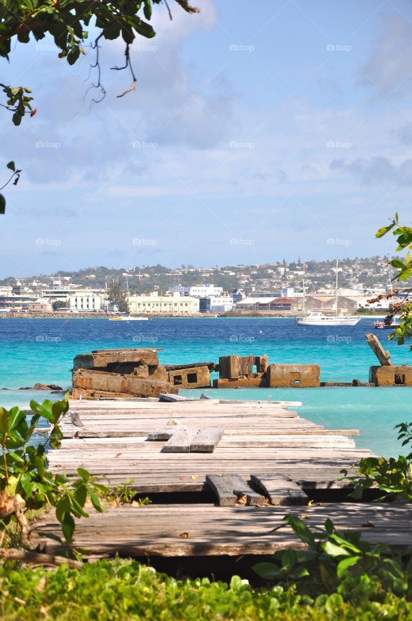 Piear at barbados beach, caribbean