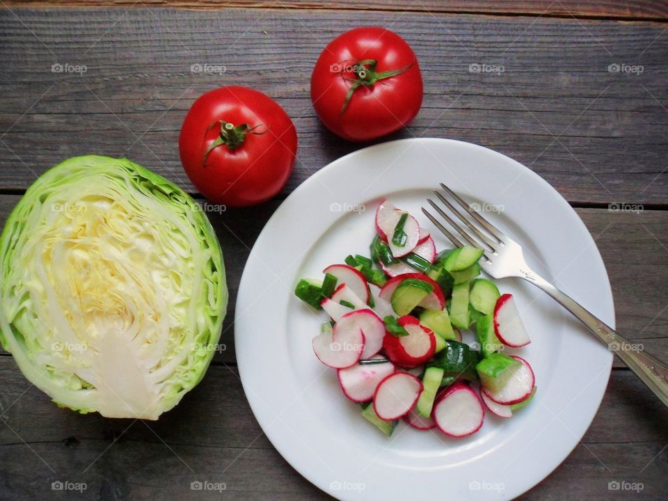 vegetable salad and tomatoes