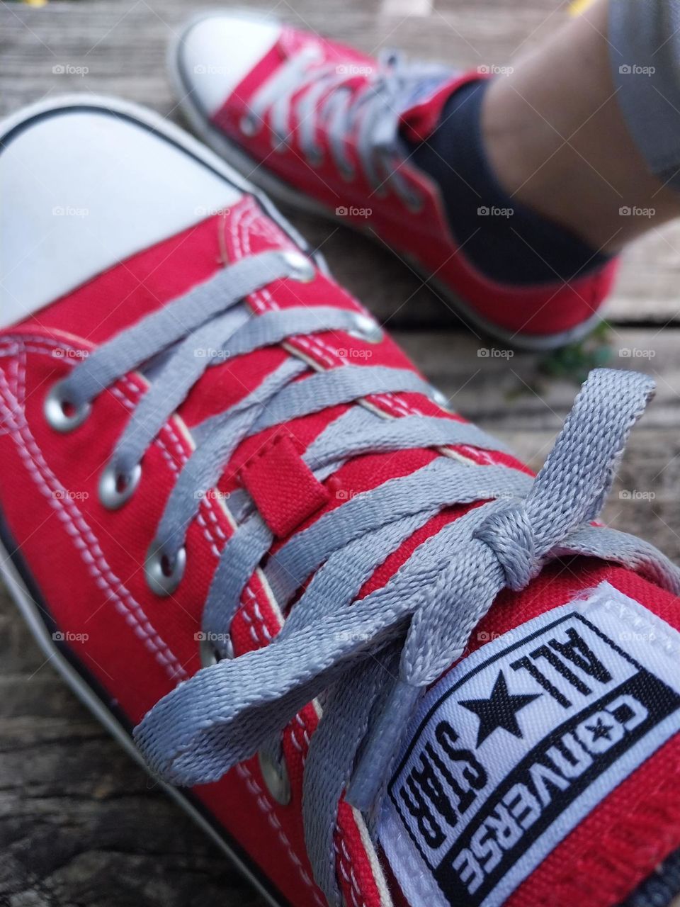 Red Cons Gray Laces