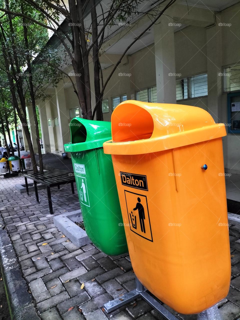 organic and inorganic waste bins for the background