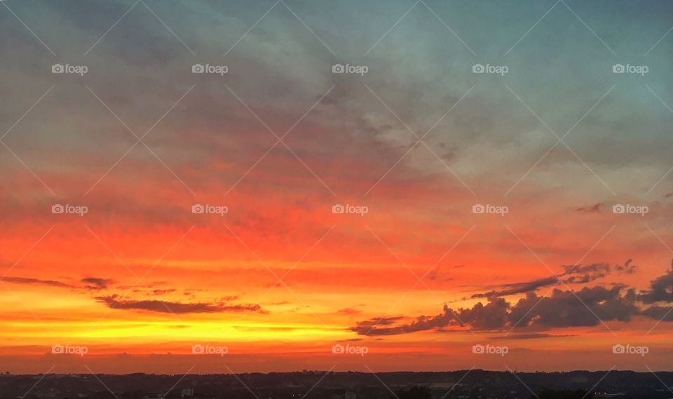 Scenic view of dramatic sky at dusk