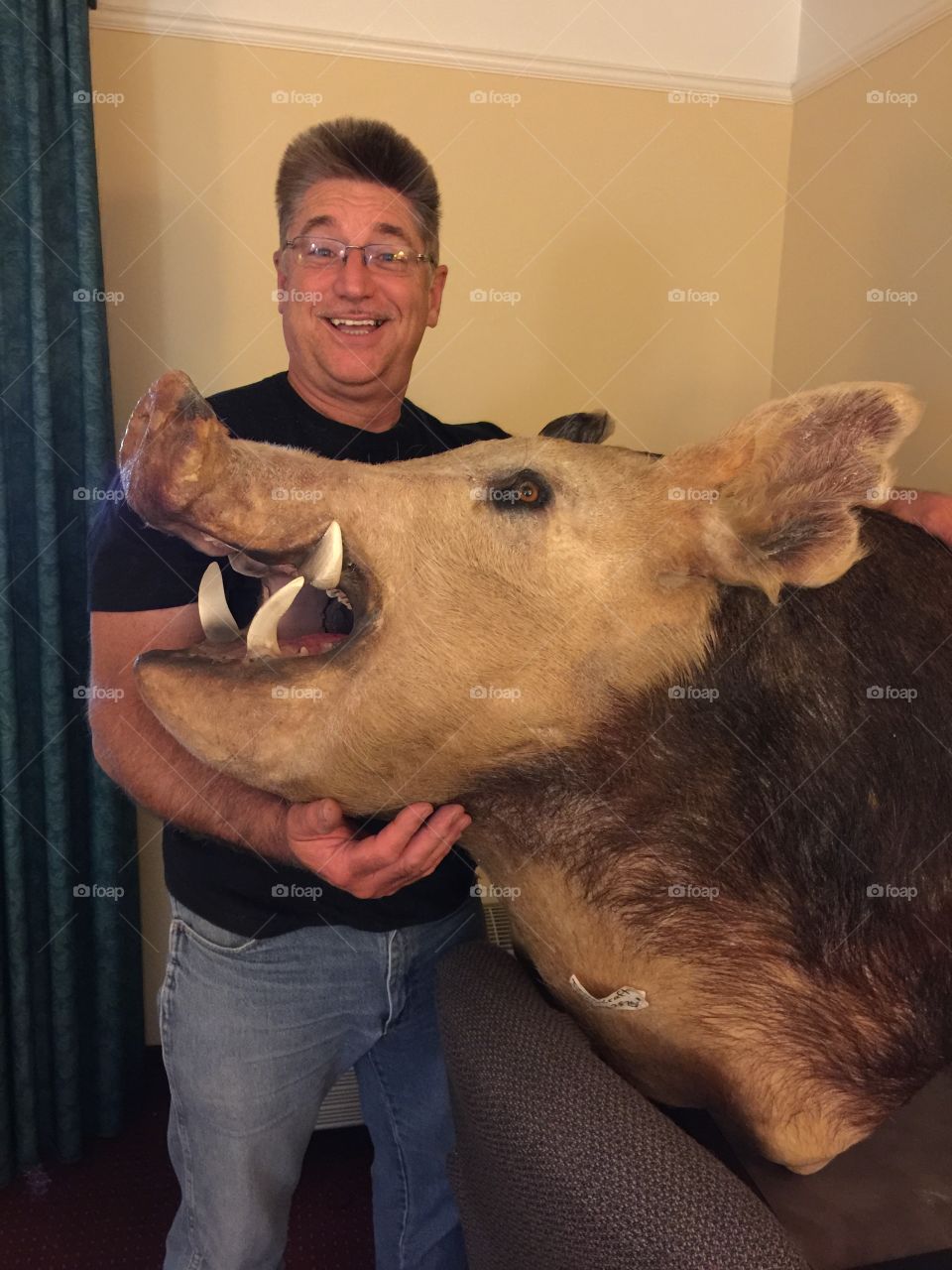 Happy Hunter receives Mounted Wild Boar