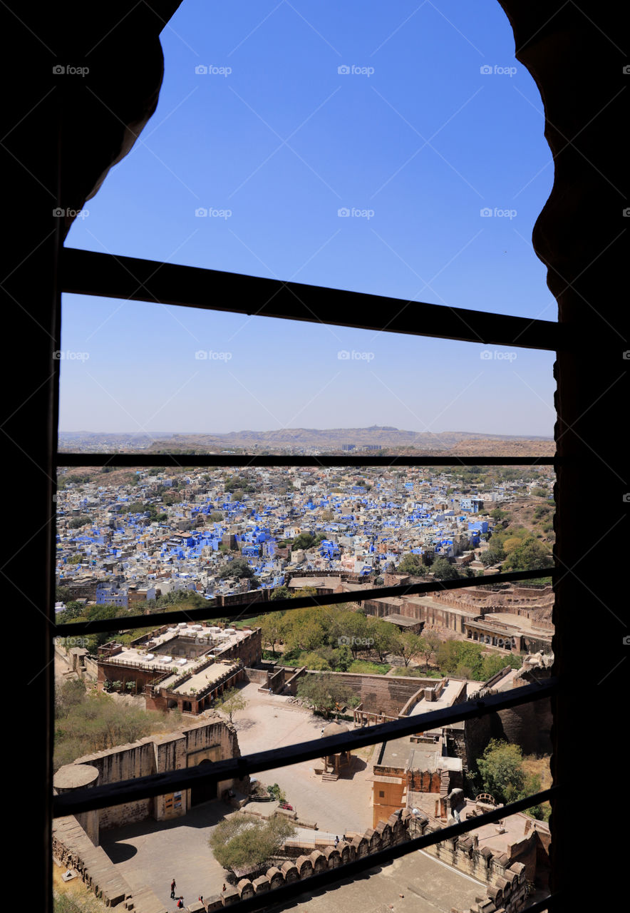 A view through the window - the blue city jodhpur, Rajasthan, India