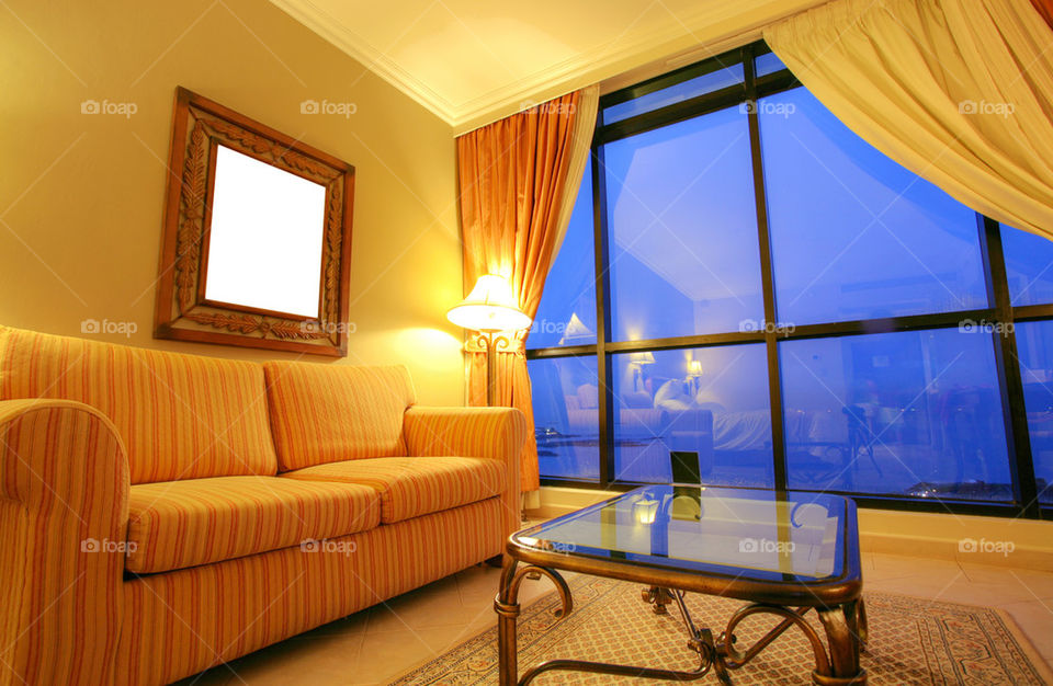 beautiful living room in new luxury home in the sunset