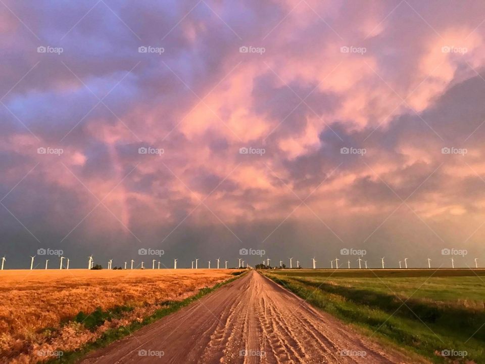 Gorgeous Kansas Rainbow on dirt road