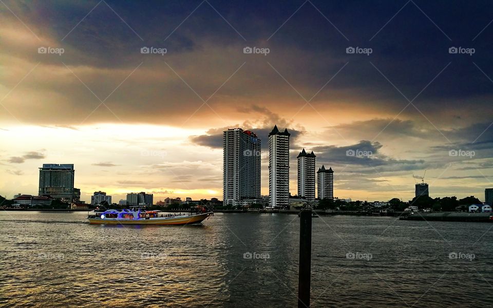 Boat sailing in lake