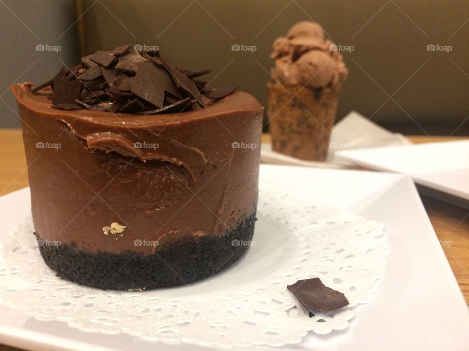 Close up chocolate cheesecake