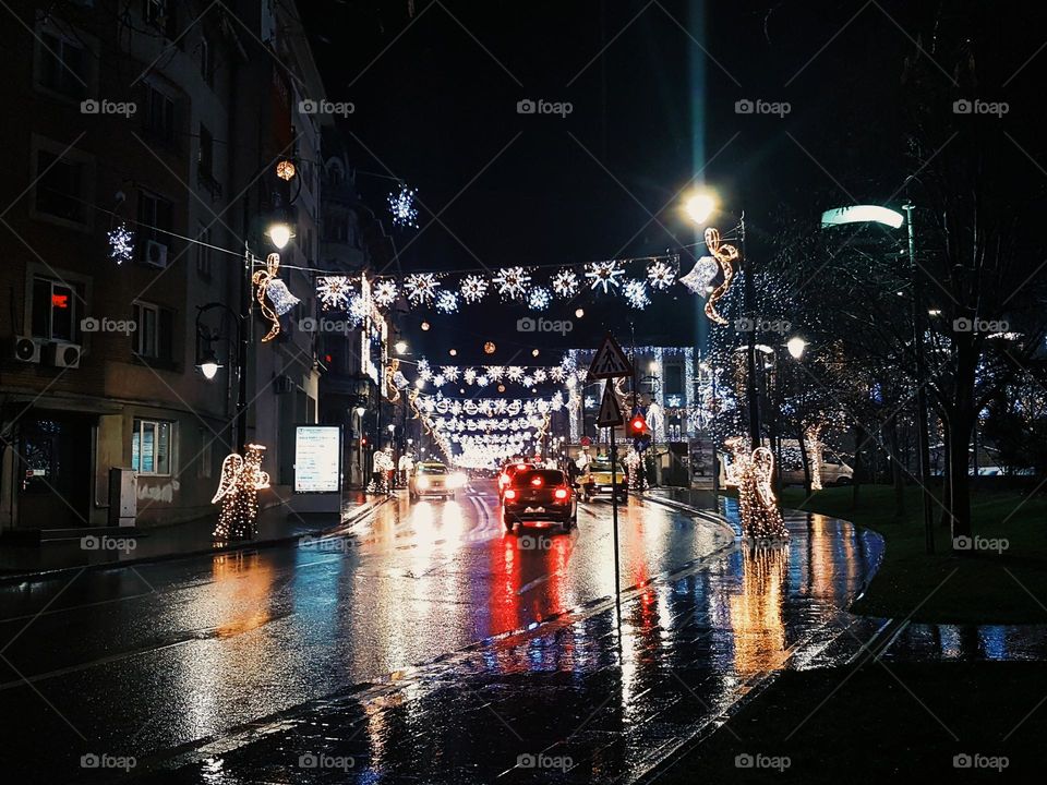 wet road at night