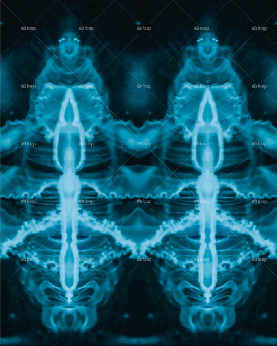 An abstract composite image composed from photos of jellyfish