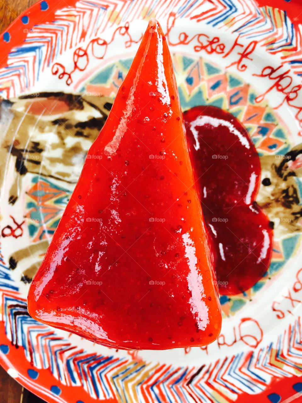 Strawberry cheese cake bakery top view
