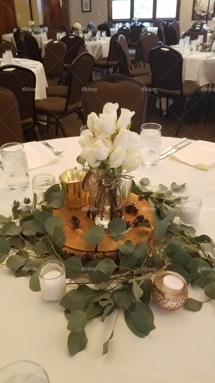 Wedding Centerpiece with White Roses