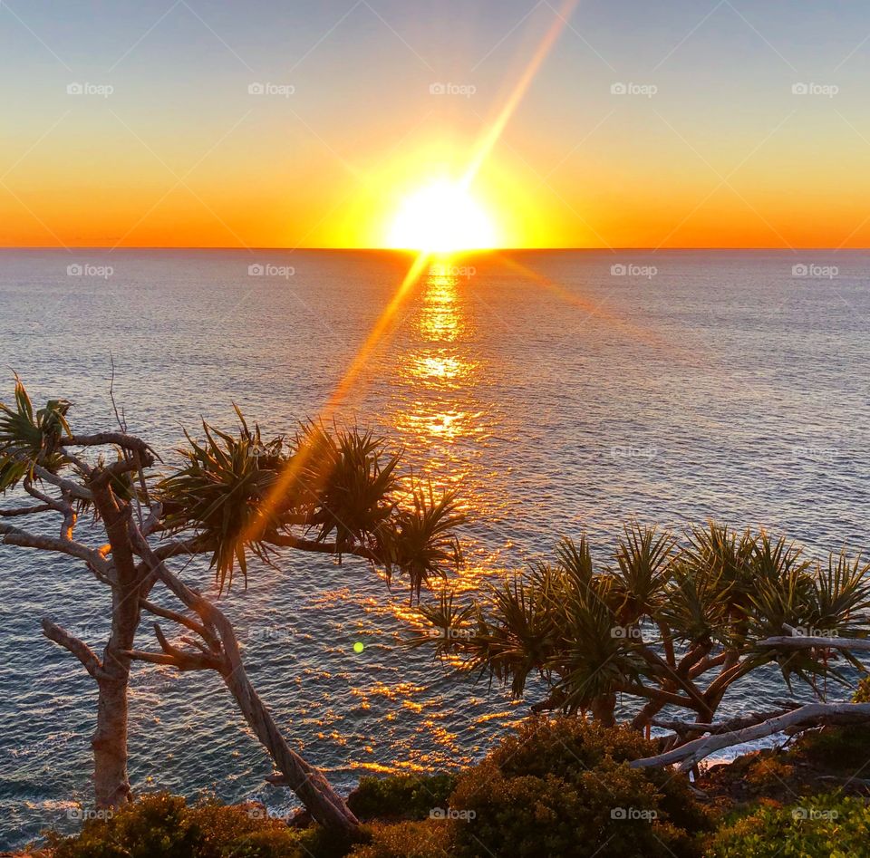 Sunset over the sea east coast of Australia 
