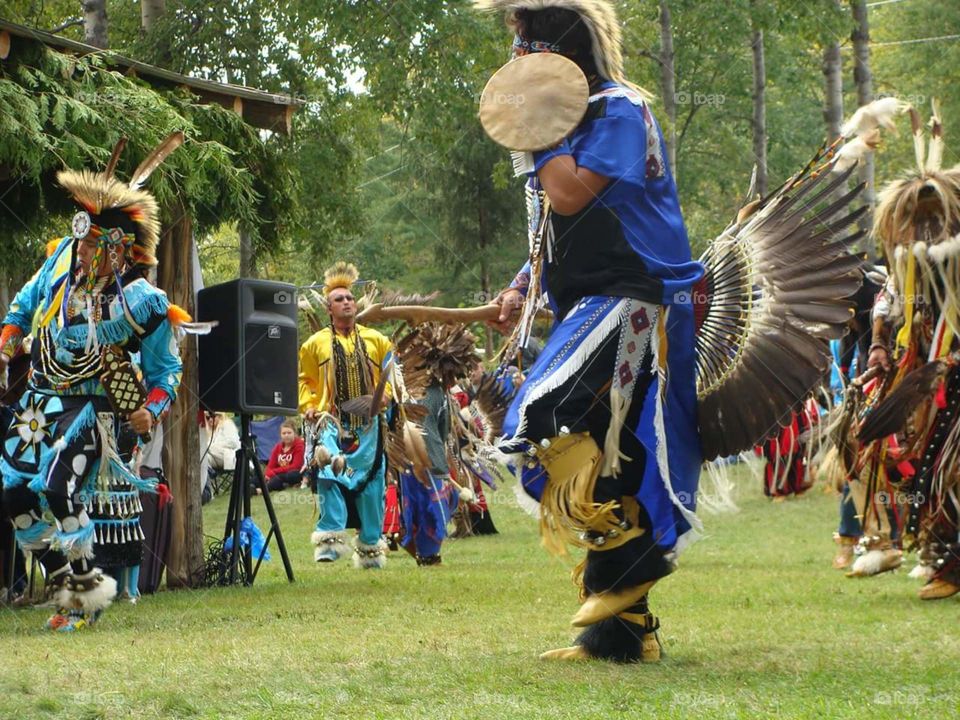 Native American dancers at the powwow