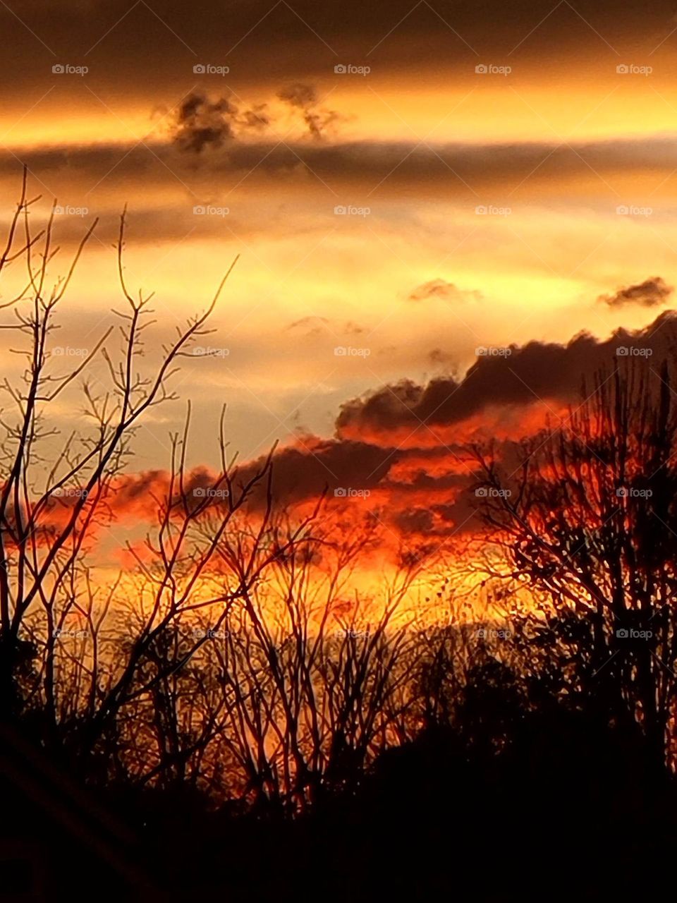 deep orange clouds with sunset