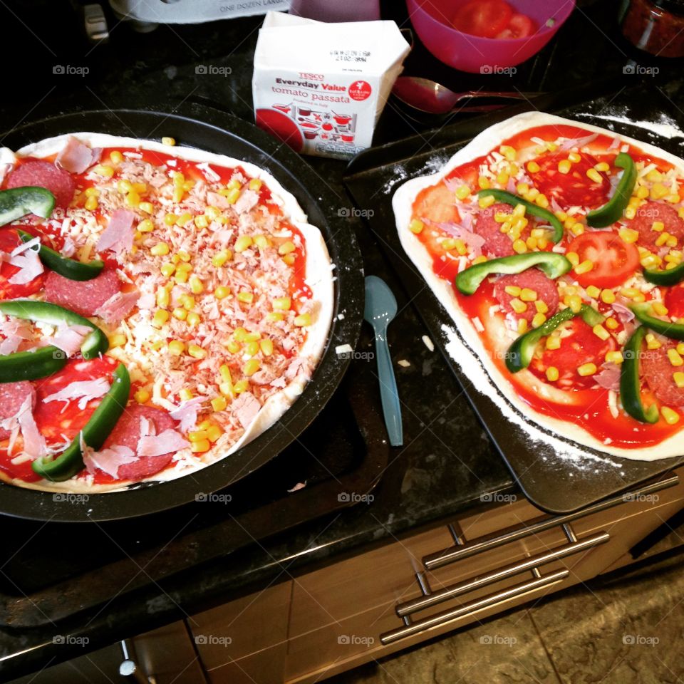 Homemade pizzas!. Making your own pizzas is always the healthiest option