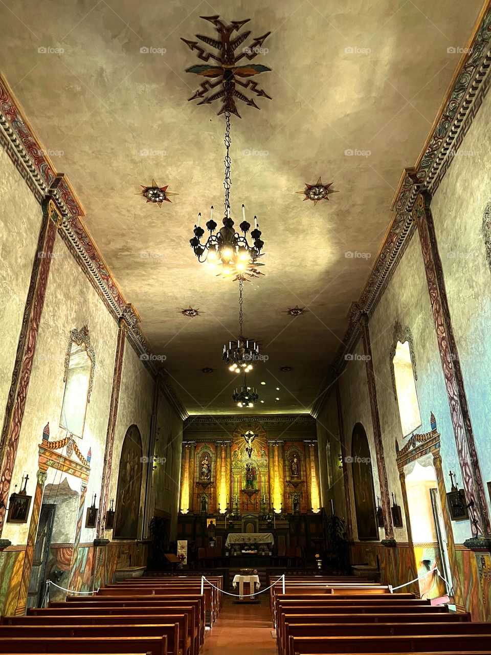 I really like this shot of the Santa Barbara Mission chapel. And the light that crosses the two windows. 